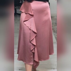 Zara Pink Midi Skirt with Ruffle Detail